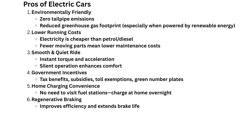 Pros of Electric Cars