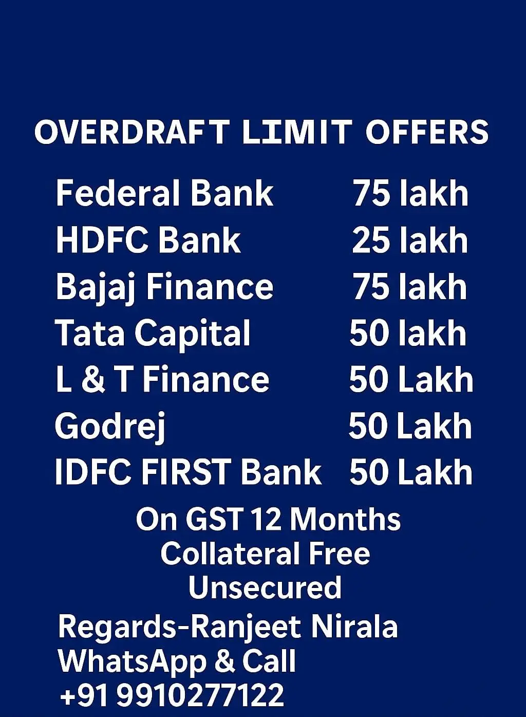 overdraft limit offers