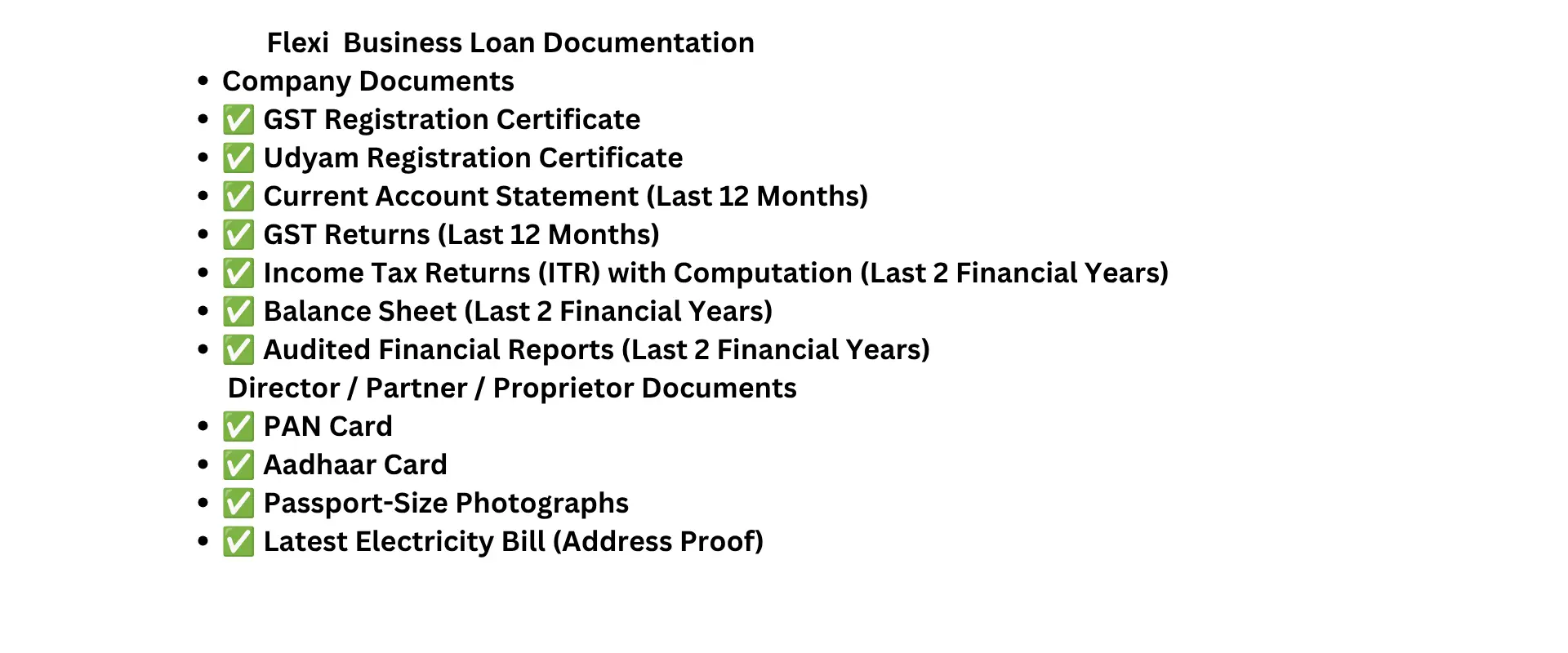 Flexi Business Loan Documentation