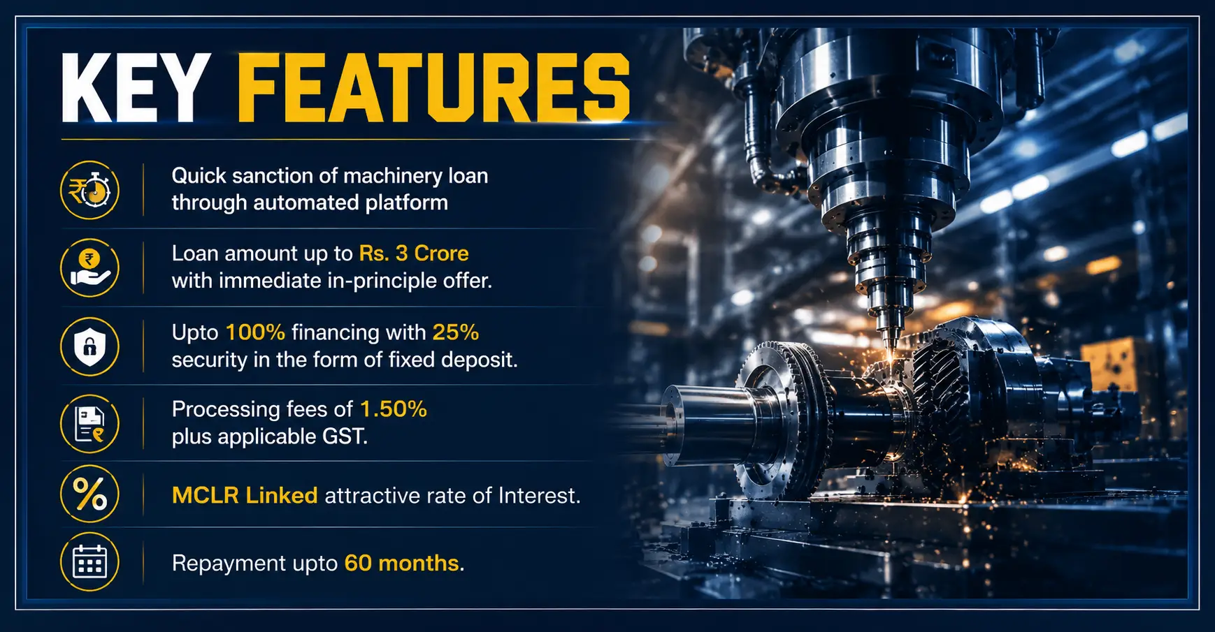 key feature machinery loan